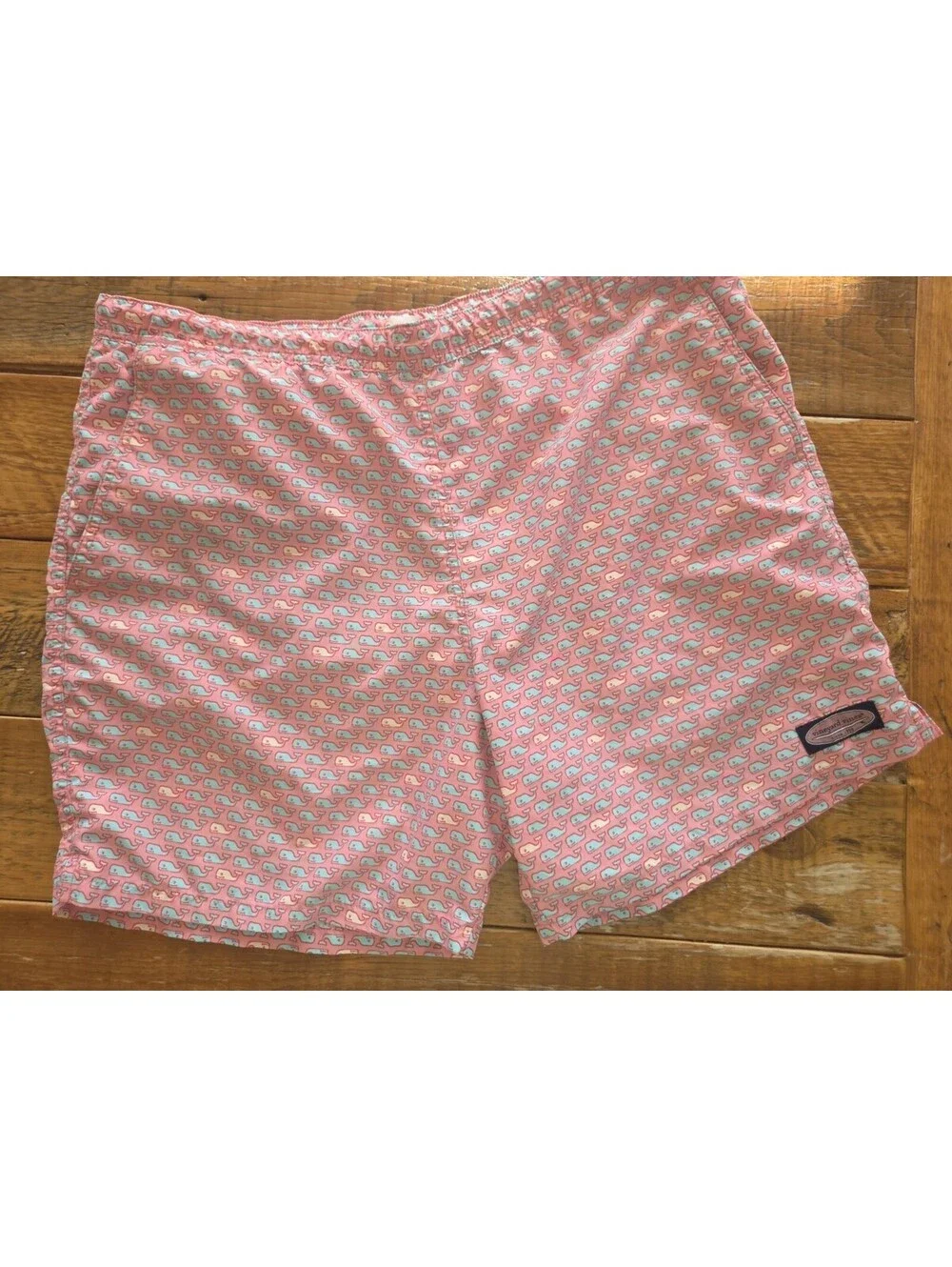 Vineyard Vines Large Pink Blue Whale Chappy Trunks Swim Shorts